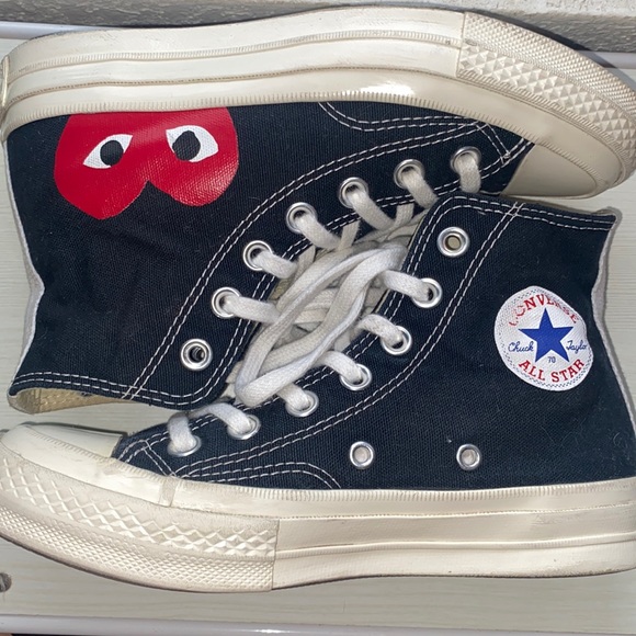 CDG PLAY X CONVERSE CHUCK TAYLOR HI-BLACK - Picture 5 of 7